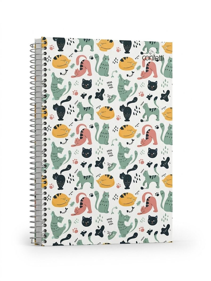 CADERNO 10 MATERIAS CATS CONFETTI 160 FLS