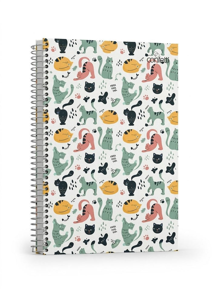 CADERNO 10 MATERIAS CATS CONFETTI 160 FLS