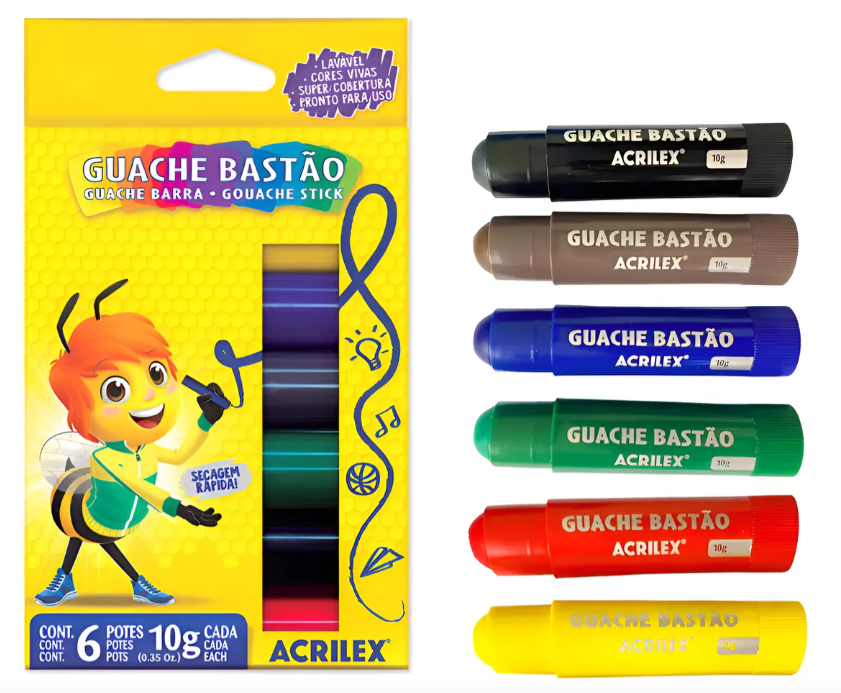 TINTA GUACHE BASTAO ACRILEX 6 UND