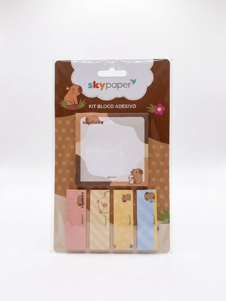 KIT BLOCO ANOTAÇÕES ADESIVOS 5 PÇAS CAPIVARA SKYPAPER