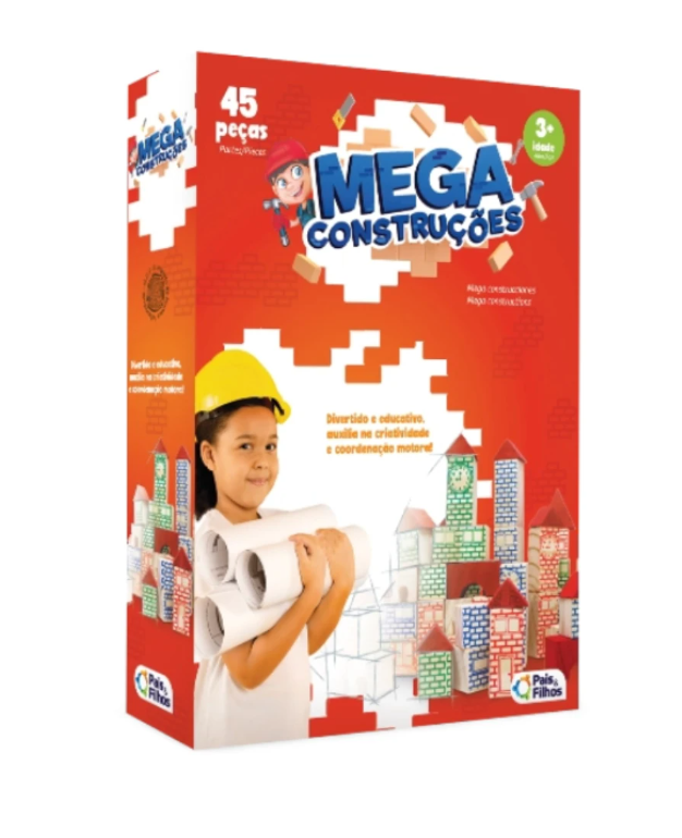 BRINQUEDO EDUCATIVO MEGA CONTRUÇOES 45 PEÇAS PAIS E FILHOS