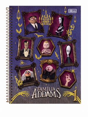 CADERNO 1M ESPIRAL FAMILIA ADDAMS 80 FLS TILIBRA