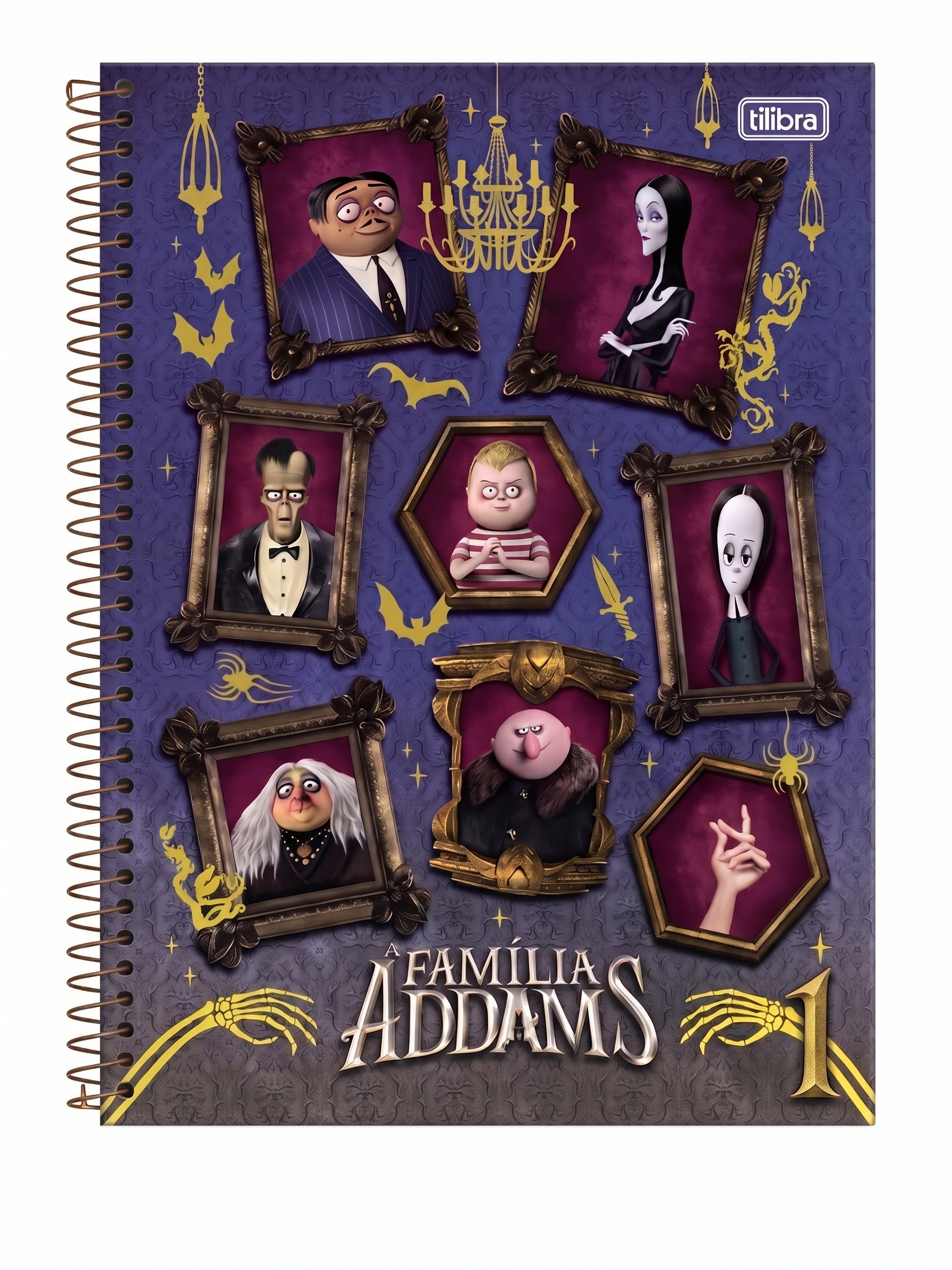 CADERNO 1M ESPIRAL FAMILIA ADDAMS 80 FLS TILIBRA