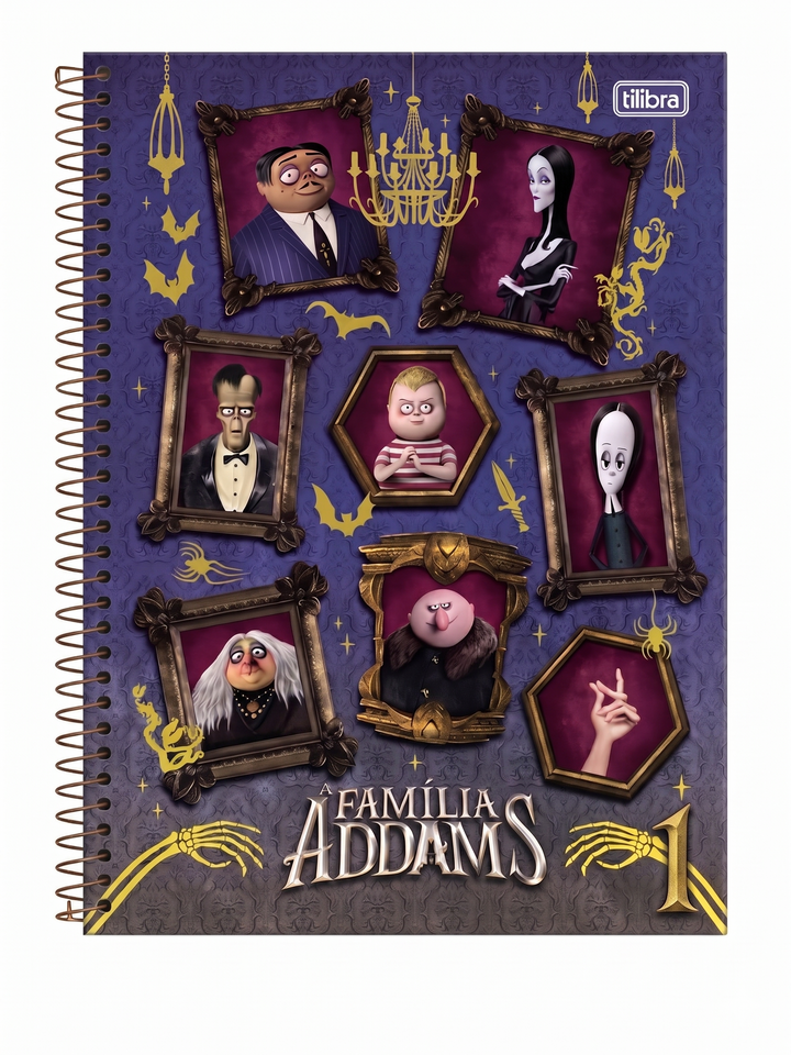 CADERNO 1M ESPIRAL FAMILIA ADDAMS 80 FLS TILIBRA