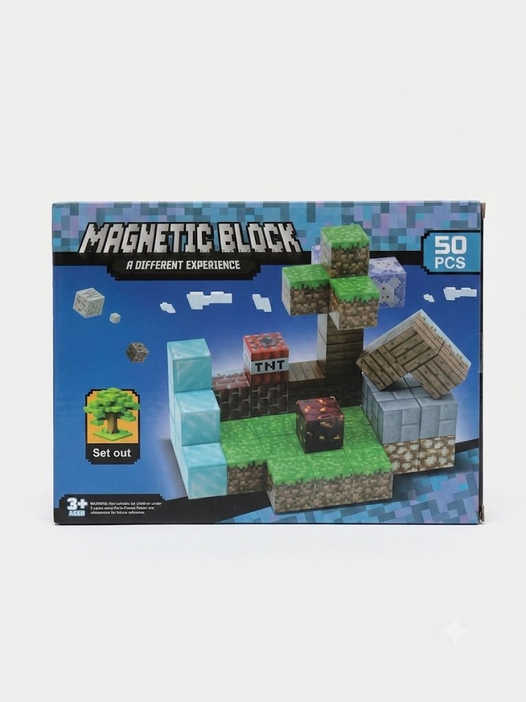 BRINQUEDO EDUCATIVO BLOCOS DE MONTAR MAGNETICOS MAGNETIC BLOCK 50PÇS