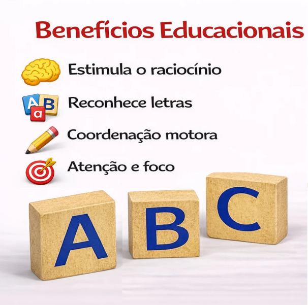 BRINQUEDO EDUCATIVO ALFABETO MOVEL BRINCANDO APRENDER LETRAS MADEIRA 36 PÇS PAIS E FILHOS