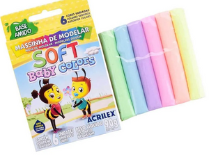 MASSA DE MODELAR SOFT BAY COLORS ACRILEX COM 6UNID
