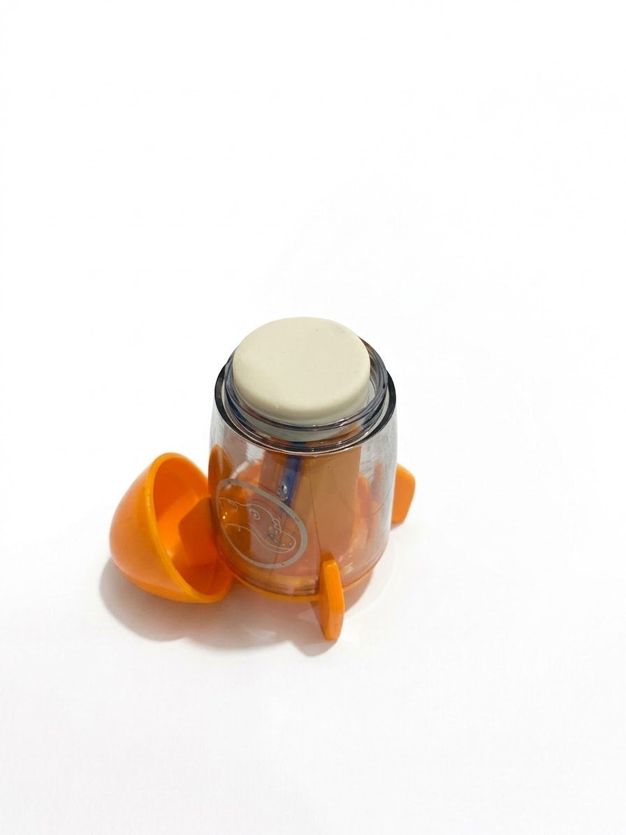 APONTADOR FOGUETE COM DEPOSITO E MINI BORRACHA DINO LEO E LEO