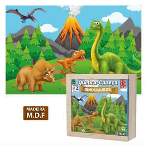 BRINQUEDO EDUCATIVO QUEBRA CABEÇA DINOSSAURO 30 PEÇAS COLUNA