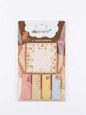 KIT BLOCO ANOTAÇÕES ADESIVOS 5 PÇAS CAPIVARA SKYPAPER