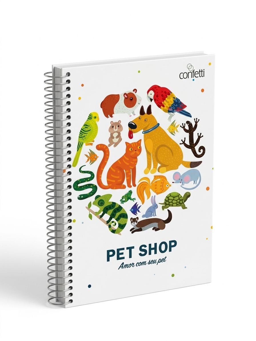 CADERNO 12M PETS CONFETTI  192 FLS