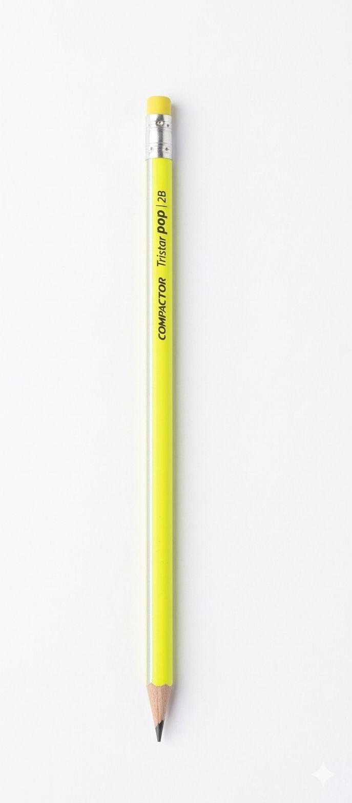 LAPIS 2B TRIANGULAR COM BORRACHA COMPACTOR TRISTAR POP