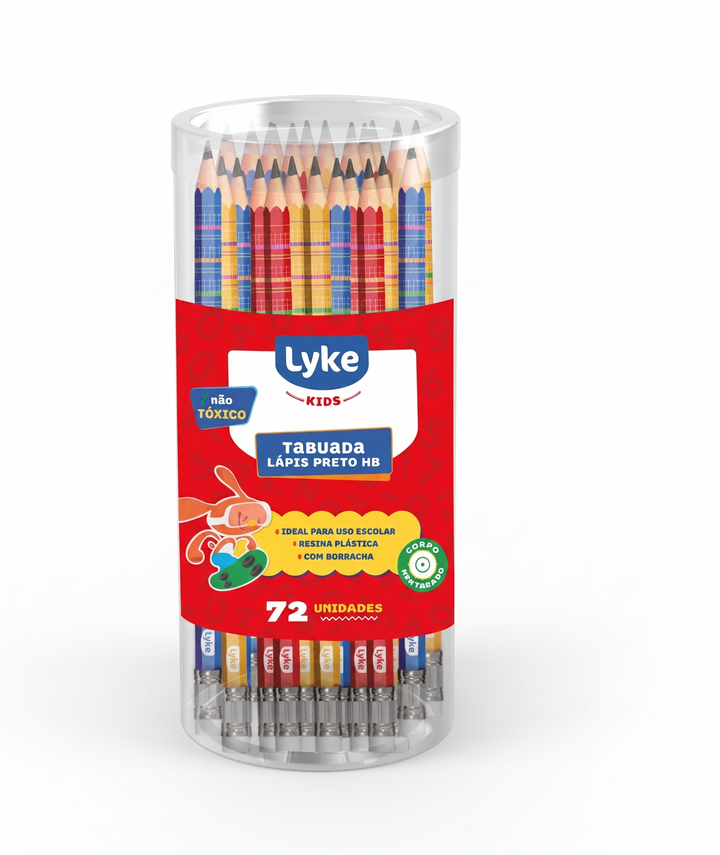 LAPIS GRAFITE N2 HB TABUADA COM BORRACHA RESINA LYKE UNIDADE