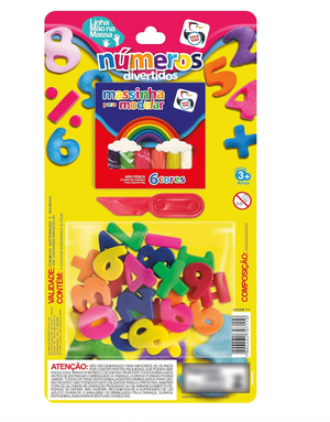 KIT MASSINHA MODELAR FORMAS NUMEROS E ESPATULA PICA PAU 7110