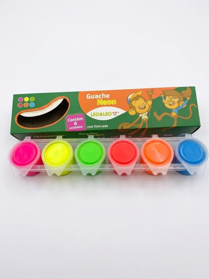 TINTA GUACHE NEON 6 CORES 15ML LEO E LEO