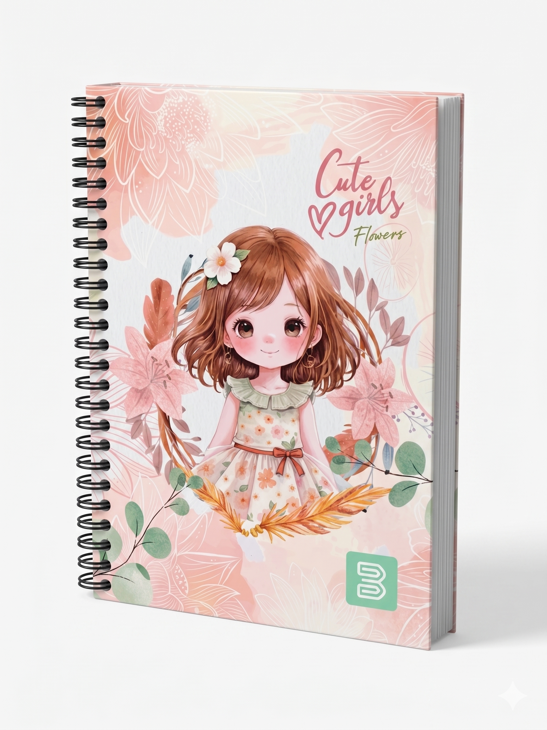 CADERNO ESPIRAL PEQUENO 2647 CUTE GIRLS FLOWERS 96 FLS BETINHO