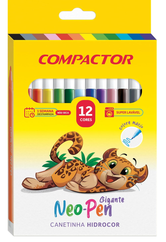 HIDROCOR COMPACTOR NEO PEN MIRIN PEQUENO FINO COM 12 CORES 10089