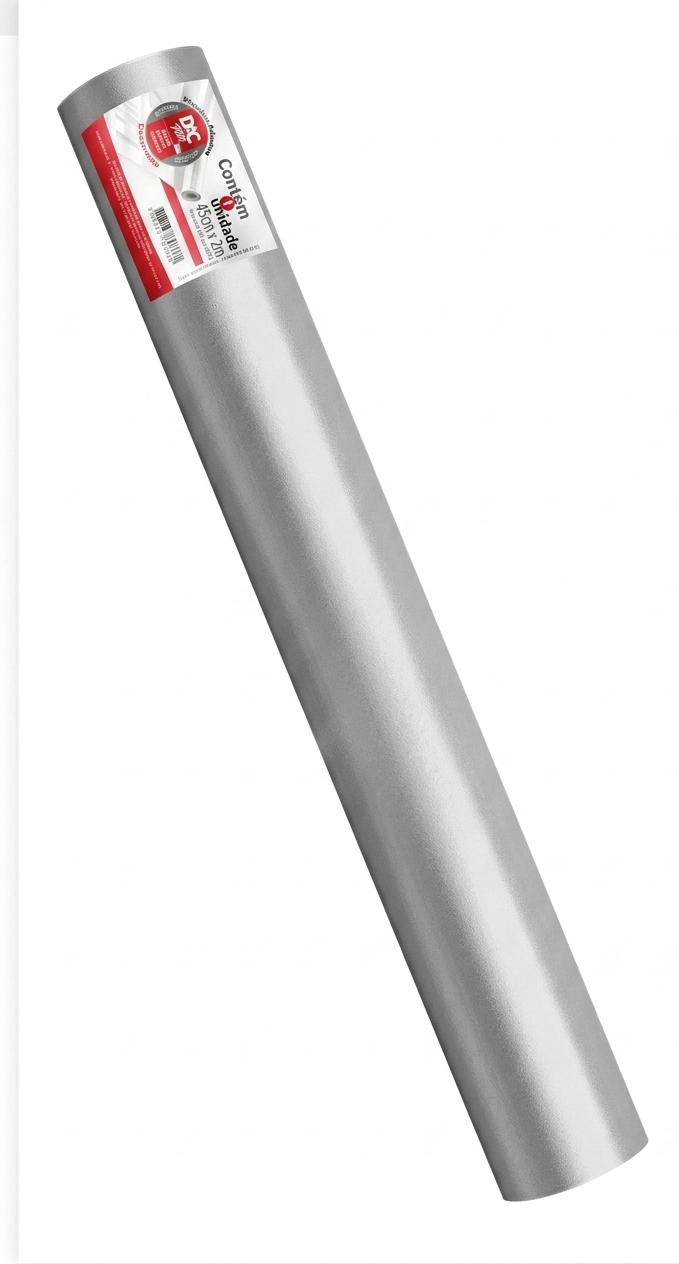PLASTICO ADESIVO METALIZADO PRATA 45CMX1M DAC