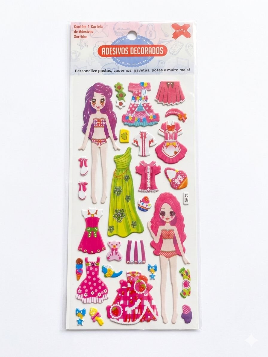 CARTELA ADESIVOS 3D PRINCESA KIDS MAKE MAIS