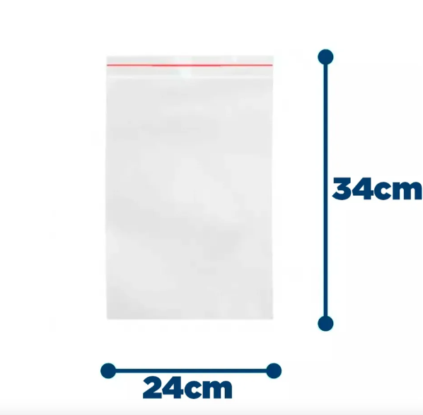 EMBALAGEM SACO ZIP INCOLOR HERMETICO 24X34CM 4 UND