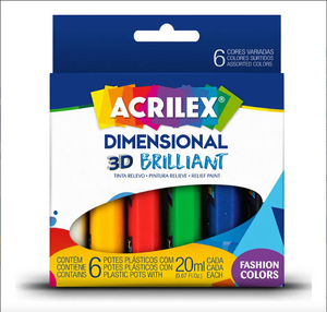 TINTA DIMENSIONAL 3D RELEVO BRILLIANT 6 CORES