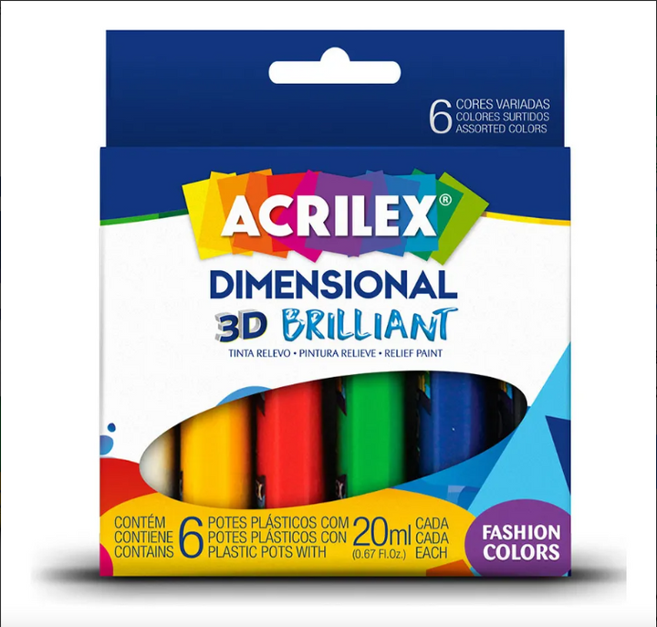 TINTA DIMENSIONAL 3D RELEVO BRILLIANT 6 CORES