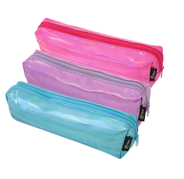 ESTOJO ESCOLAR HOLOGRAFICO PVC RETANGULAR COLORS POLIBRAS 21X4X5CM