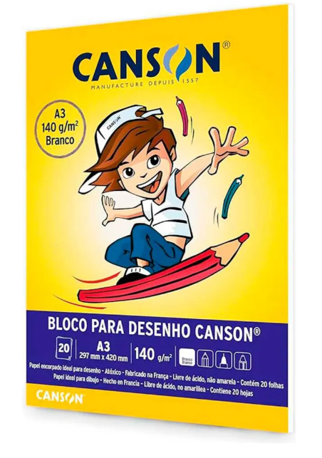 PAPEL A3 BRANCO 140G 20 FLS CANSON 