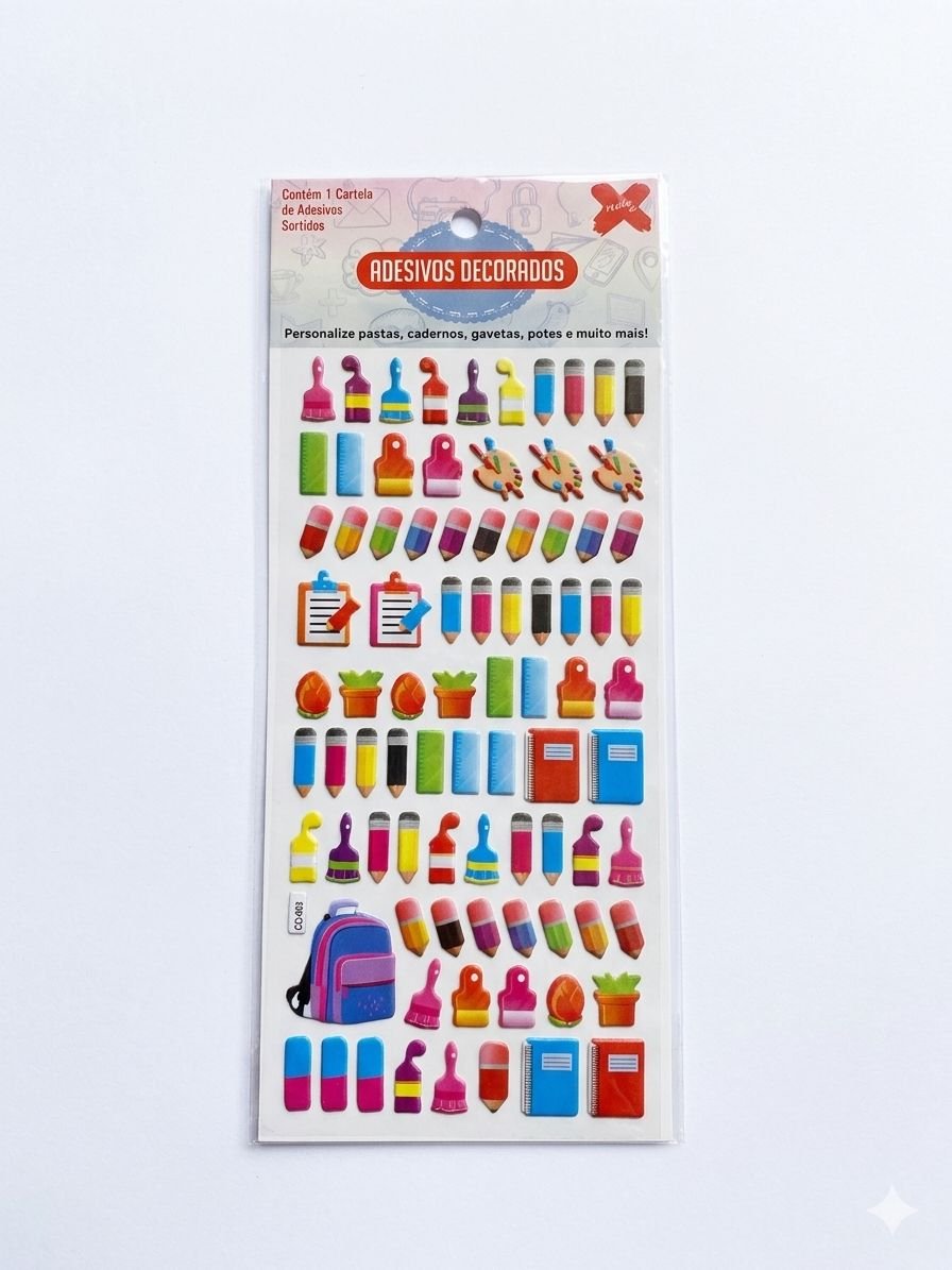 CARTELA ADESIVOS 3D DIVERTIDOS KIDS  MAKE MAIS
