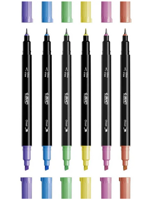 CANETA MARCA TEXTO INTENSIT BIC DUAS PONTAS 6 CORES 1354