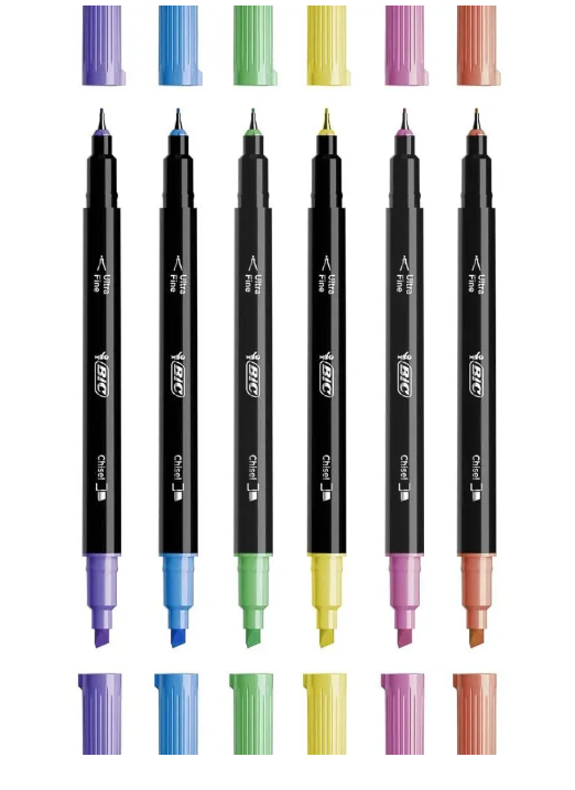 CANETA MARCA TEXTO INTENSIT BIC DUAS PONTAS 6 CORES 1354