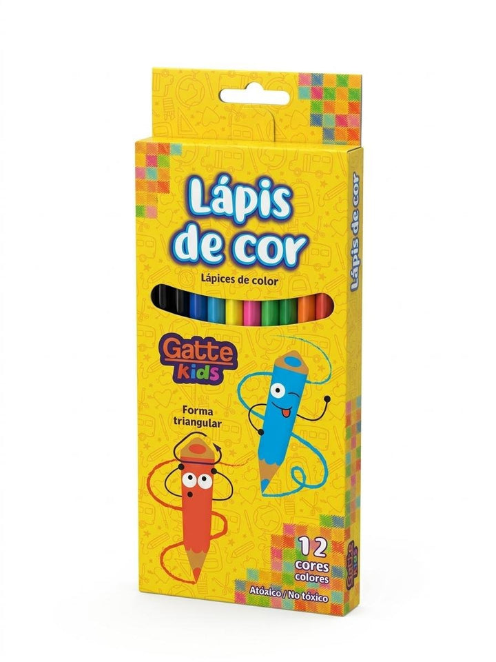 LAPIS COR TRIANGULAR 12 CORES GATTE 10019