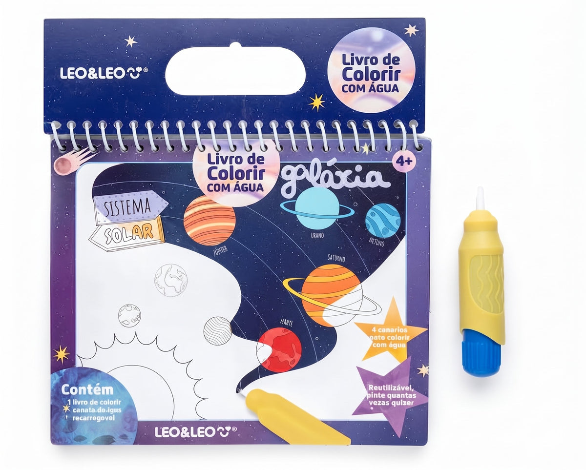 LIVRO COLORIR COM AGUA GALAXI LEO E LEO