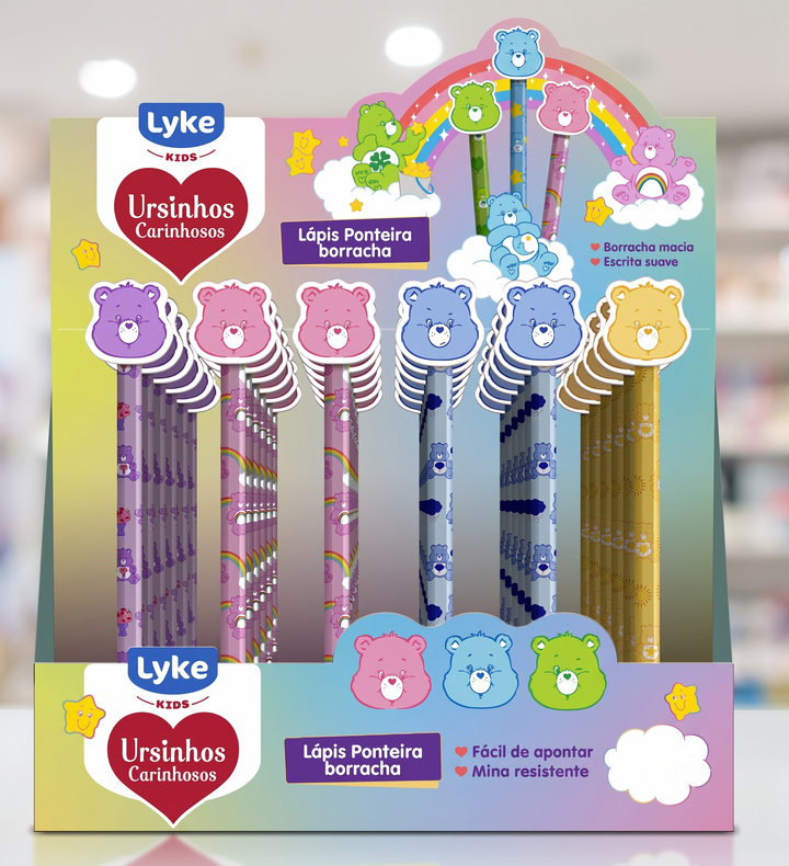 LAPIS GRAFITE N2 HB COM BORRACHA URSINHOS CARINHOSOS LYKE KIDS