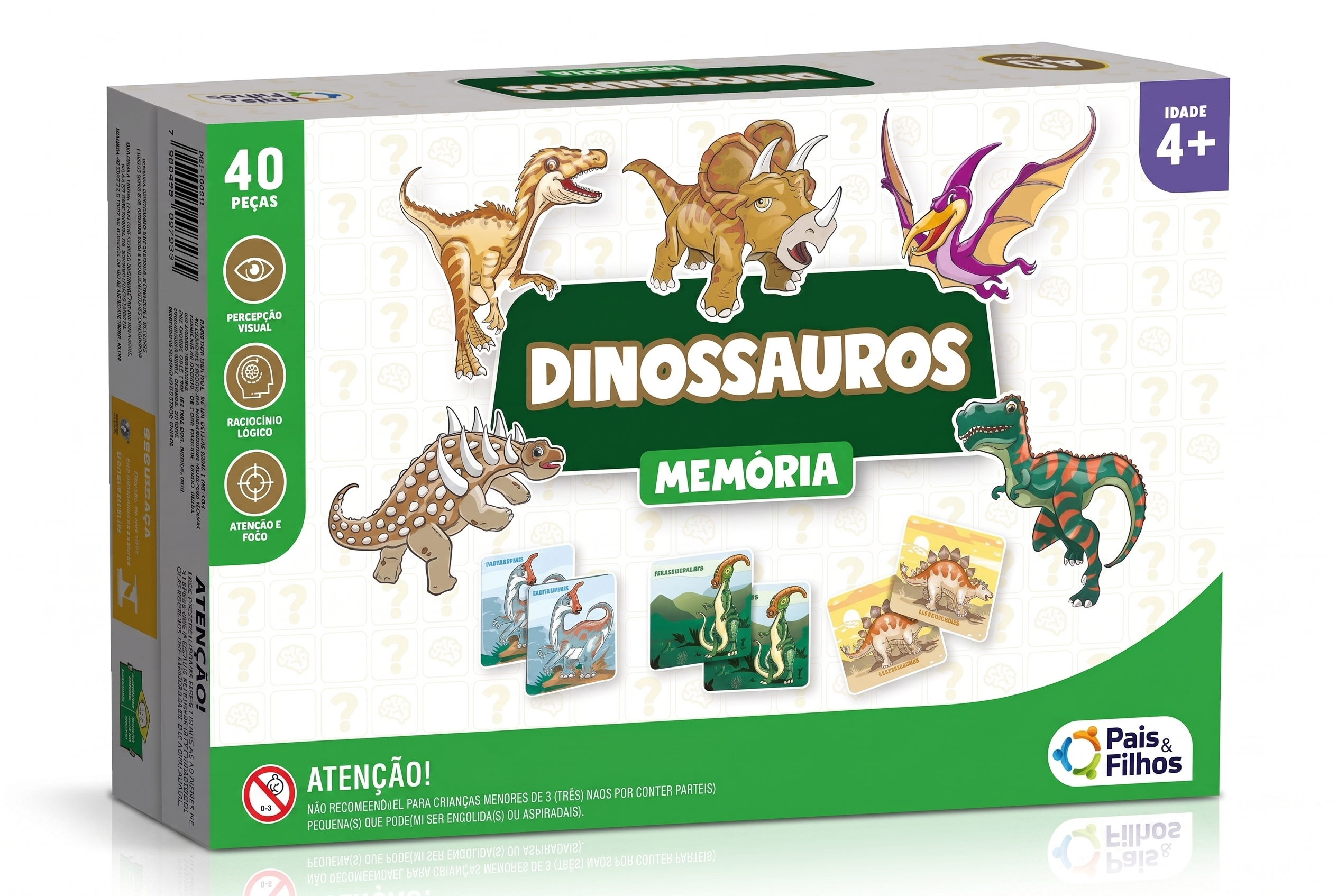 BRINQUEDO EDUCATIVO MEMORIA DINOSSAURO 40 PÇS PAIS E FILHOS 2691
