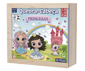 BRINQUEDO EDUCATIVO QUEBRA CABEÇA PRINCESAS 30 PEÇAS MADEIRA