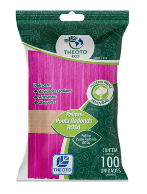 PALITO PICOLE PONTA REDONDA COLORIDO 100 UND THEOTO