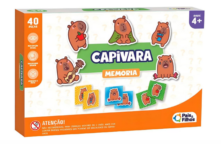 BRINQUEDO EDUCATIVO MEMORIA CAPIVARA 40 PEÇAS PAIS E FILHOS