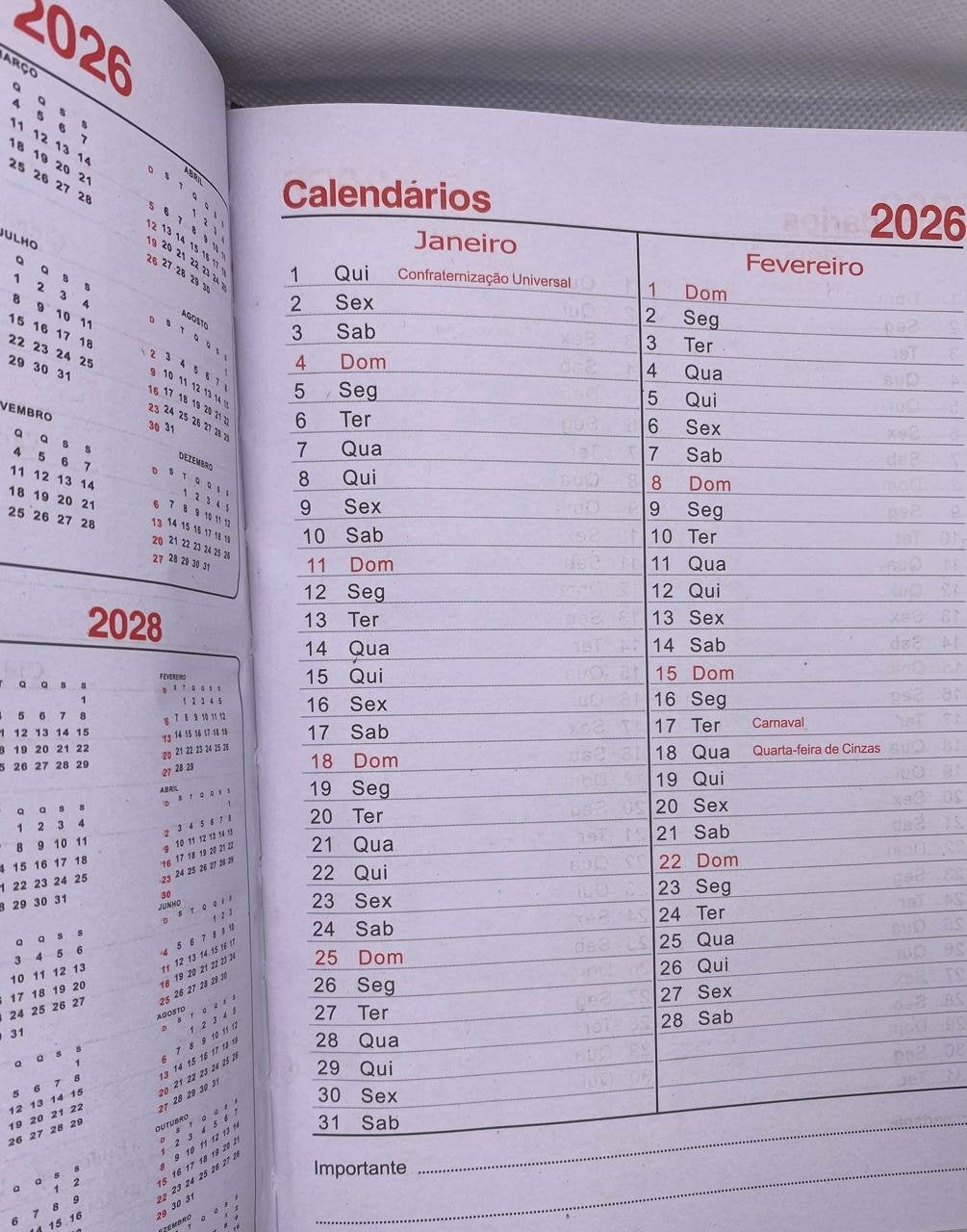 AGENDA TRADICIONAL 2026