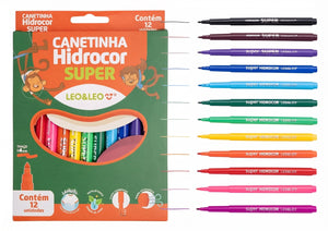 CANETA HIDRICOR 12 CORES LAVAVEL SUPER LEO E LEO