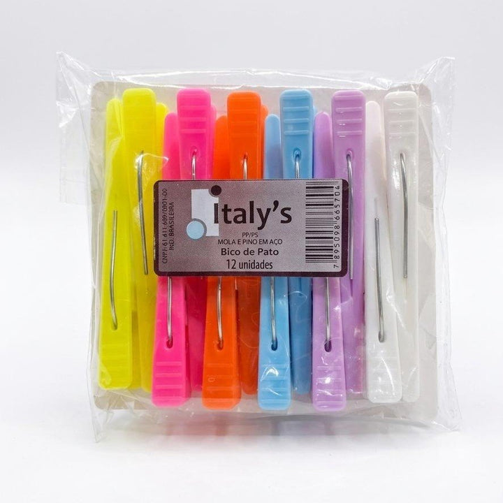 PRENDEDOR BICO DE PATO 12 UND COLORIDO ITALYS 