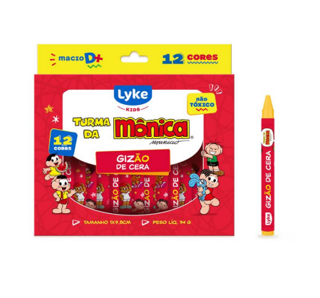 GIZAO DE CERA REVESTIDO 12 CORES TURMA DA MONICA LYKE KIDS