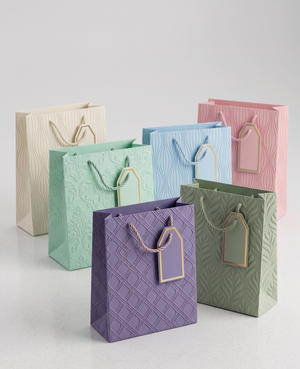 SACOLA PRESENTE PAPEL ONDAS COLOR 23X18X10CM UNICASA