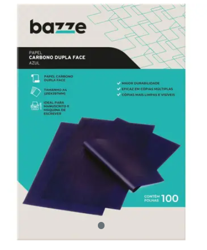 PAPEL CARBONO A4 FACE SIMPLES AZUL BAZZE