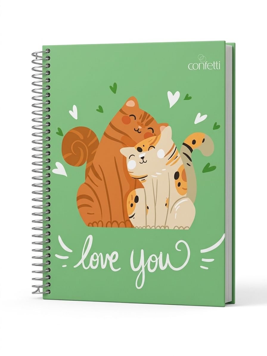 CADERNO 10 MATERIAS CATS CONFETTI 160 FLS