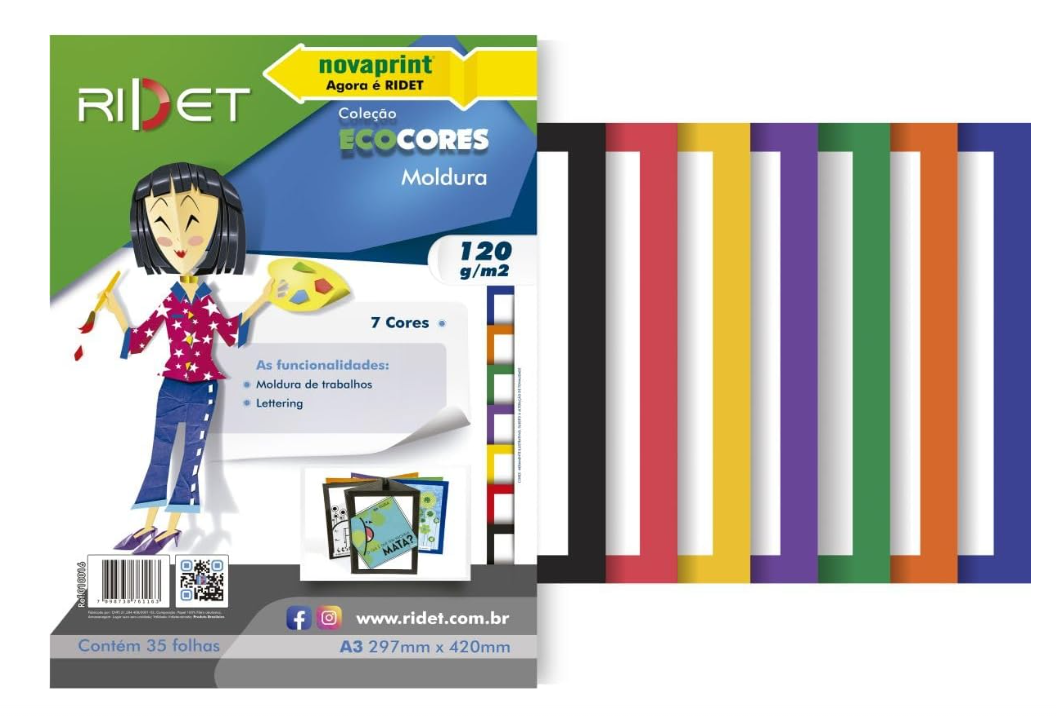 PAPEL MOLDURA ECOCORES 7 CORES RIDET 35 FLS