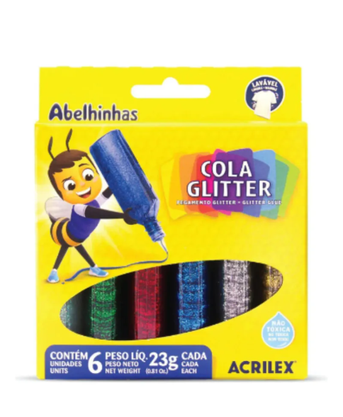 COLA GLITTER 6 CORES ACRILEX