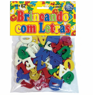 BRINQUEDO EDUCATIVO BRINCANDO COM LETRAS 62 PEÇAS SOLAPA