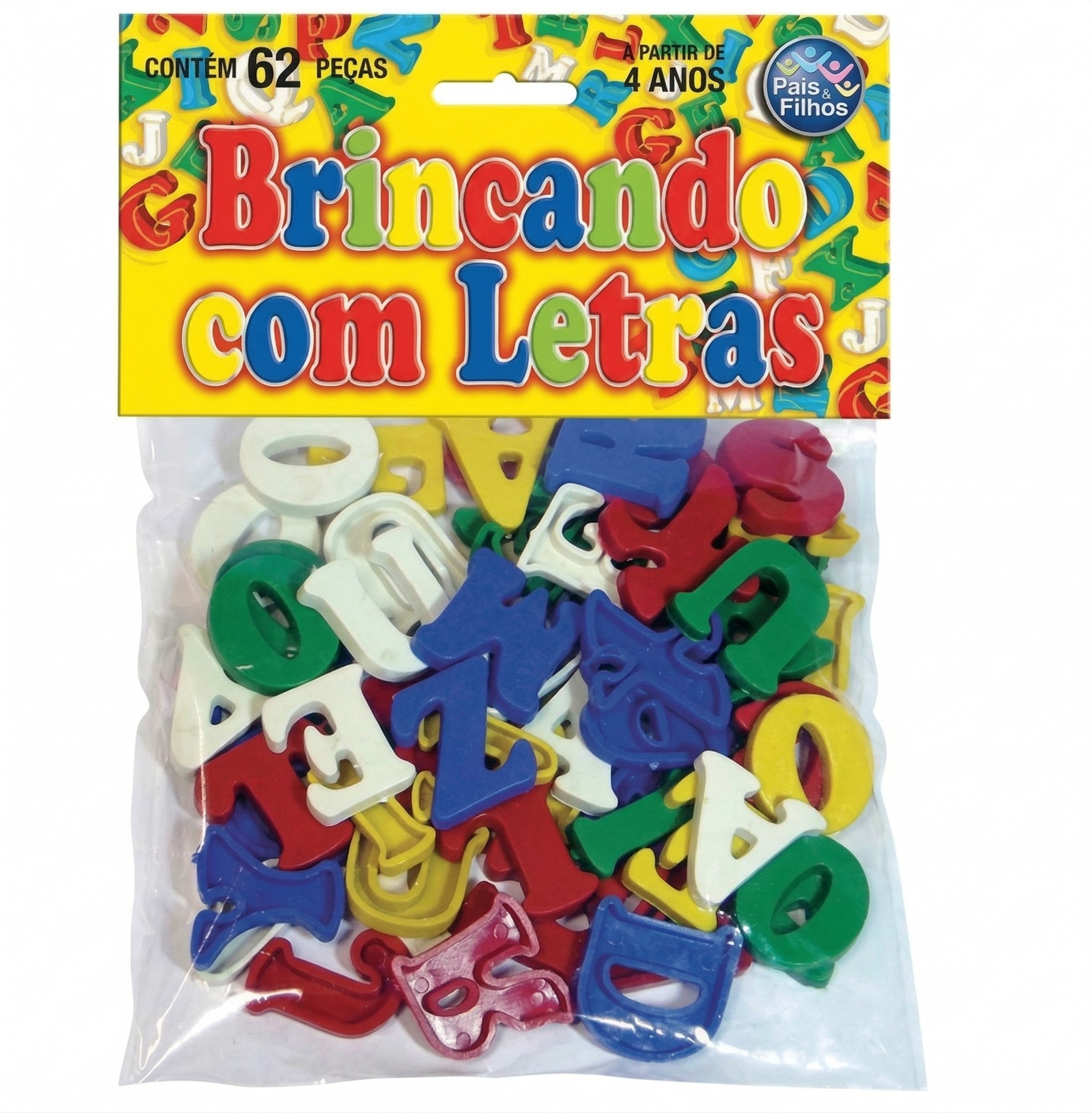 BRINQUEDO EDUCATIVO BRINCANDO COM LETRAS 62 PEÇAS SOLAPA