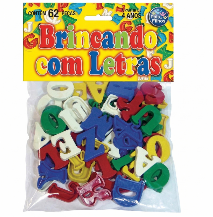 BRINQUEDO EDUCATIVO BRINCANDO COM LETRAS 62 PEÇAS SOLAPA